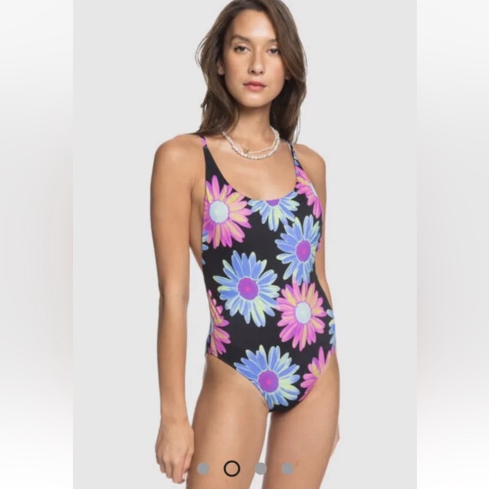 Quicksilver Og The Thin Black Dazey Floral Print Swimsuit Size SP